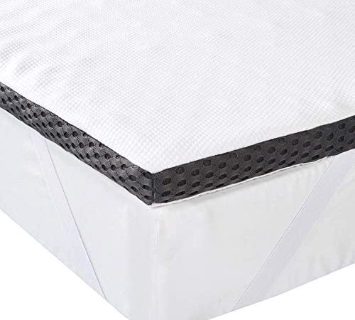 Amazon Basics Sur-Matelas en Mousse Visco-Élastique Confortable avec Sangles, 4 cm - 140 x 190 cm