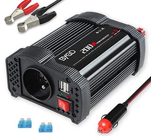 BYGD Convertisseur 12v 220v 200W / 400W onduleur de Voiture, Convertisseur pour Voiture avec 3.1A Double transformateur de Chargeur de Voiture Rapide USB