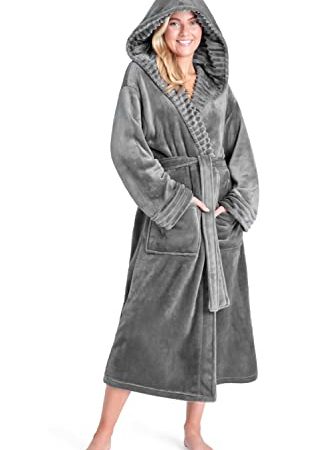 CityComfort Robe de Chambre Femme - Peignoir Femme Polaire à Capuche (Anthracite, M)