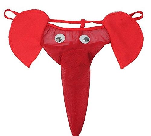 Creamlin Hommes Sexy Elephant Underwear Pouch Briefs Thongs Funny G-String Lover Gift (Rouge)