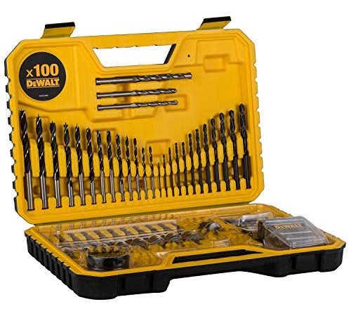 DEWALT - Coffret de 100 Pièces de Perçage et Vissage Haute Performance - DT71563-QZ – Assortiment Polyvalent pour Perceuse et Tournevis – Coffret avec Rangement pour Accessoires d’Outils Robuste