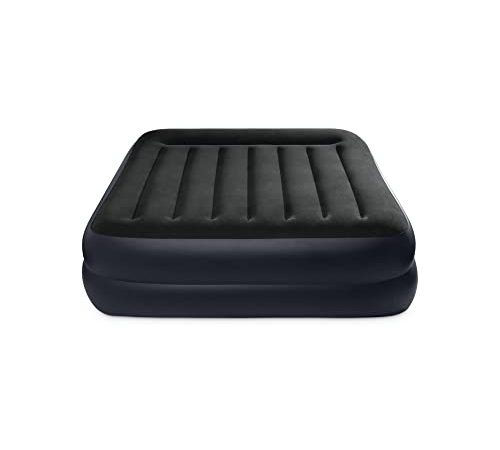 INTEX Matelas gonflable électrique Queen Raised 2-pers, Mixte Adulte, Noir/Bleu, 152 cm x 203 cm x 42 cm