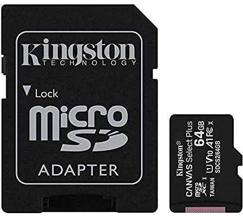 Kingston Canvas Select Plus Carte MIcro SD SDCS2/64GB Class 10 + Adaptateur inclus