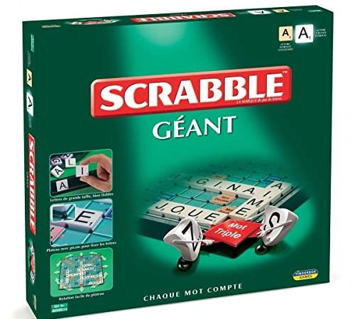 Megableu LETTRES EN PLASTIQUE Scrabble Géant-Grand Classique-Jeu de Plateau-Chaque Mot Compte-A Jouer en Famille ou Entre Amis-De 2 à 4 Joueurs-A Partir de 10 Ans, 855029