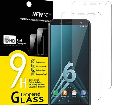 NEW'C Lot de 2, Verre Trempé pour Samsung Galaxy A6 (SM-A600F) Film Protection écran sans Bulles d'air Ultra Résistant (0,33mm HD Ultra Transparent) Dureté 9H Glass