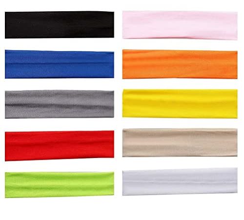 nuosen 10 Pcs Bandeaux De Coton De Yoga, Bandeau Élastique pour Sports, Pilates, Fitness (Couleurs Mixtes)