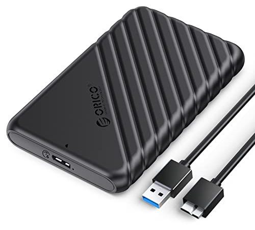 ORICO Boitier Disque dur 2.5'', USB 3.0 Boitier Externe Disque 5Gbps pour SATA HDD et SSD de 2,5'' et 7/9.5 mm, accélération UASP, TRIM, sans Outils(Noir)