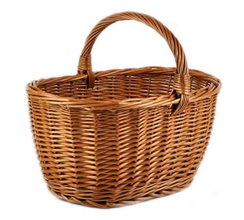 Panier PM24 solide et tressé en osier - K1-113 - Largeur : 50 cm - Profondeur : 33 cm - Hauteur : 25 à 35 cm