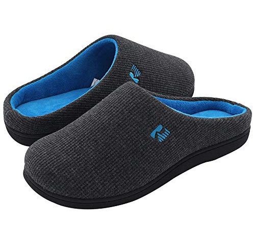 RockDove Pantoufles Originales Bicolores avec Mousse à mémoire de Forme pour Homme, 42/43 EU, Gris foncé et Bleu