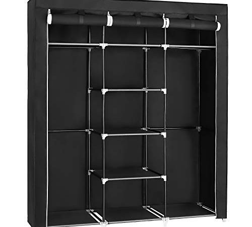 SONGMICS Armoire de rangement Penderie Noir 175 x 150 x 45 cm RYG12B