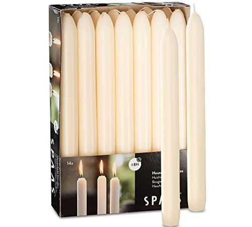 Spaas 14 Bougies de ménage dîner, ± 8 heures - ivoire - D 21 mm x H 220 mm