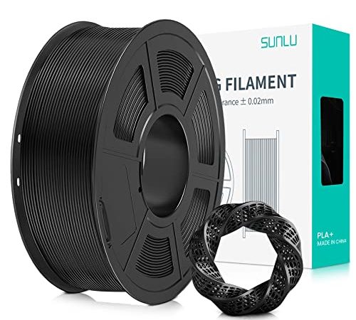 SUNLU Filament PLA+ 1.75mm Noir, Filament PLA Plus pour imprimante 3D, Filament PLA plus résistant,Neatly Wound, 1KG Précision +/- 0.02mm