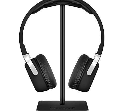 Support Casque, New Bee Support Casque Universel pour écouteurs Over Sennheiser, Sony, Audio-Technica, Bose, Shure, AKG, Casque de Jeu et Affichage Casque, Aluminium + TPU + ABS, Noir