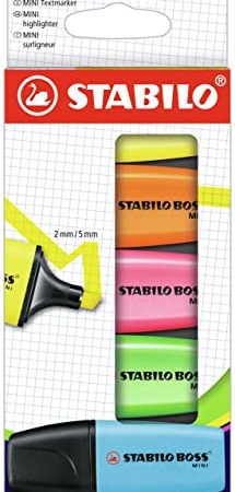 Surligneurs STABILO BOSS MINI Fluo - Étui carton de 5 Surligneur fluo coloris assortis