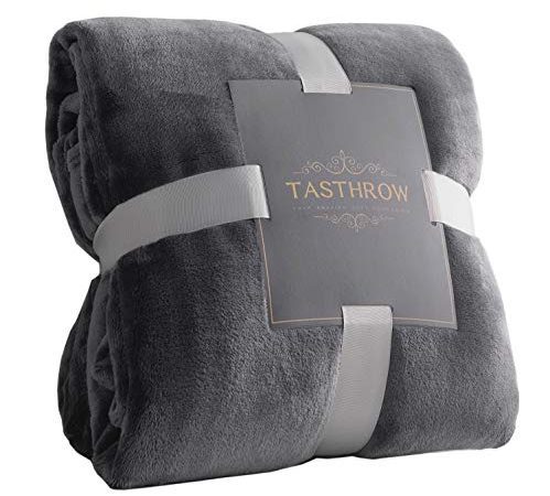 TASTHROW Flanelle Couverture Polaire, Moelleuse Couverture Polaire Epaisse, Jeté de Canapé Couverture Chaude et Douce en Peluche Plaid Polaire (Gris, 130x180cm)