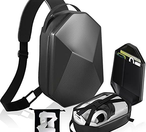 Étui de Transport pour Oculus Quest 2, étui de Voyage Rigide pour Casque Quest 2 VR et Accessoires pour contrôleurs Sac à Dos à bandoulière à bandoulière pour Sangle Elite avec Sac de Rangement