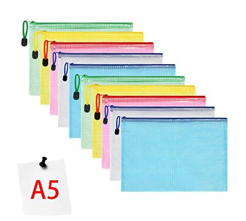 Vicloon 10PCS Pochette Document,Document Dossier Pochette PVC Zip,A5 Pochette Dossier Sachets Pour Stockage Document Recettes D'Entreprises Organisation