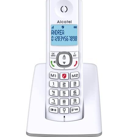 Alcatel F530 - Telephone sans fil avec blocage d'appels evolué , Mains libres, Grand ecran retro eclaire, Sonneries VIP, 10 melodies d'appel, Gris