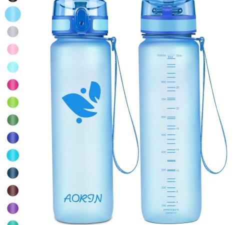 AORIN Gourde Sport - 350ml/500ml/750ml/1L, Bouteilles d'eau BPA-Free, Anti-Fuite Flip Top en 1 Clic/Appliquer à Bouteille d'eau pour enfants, adultes, salle de sport, sport de plein air