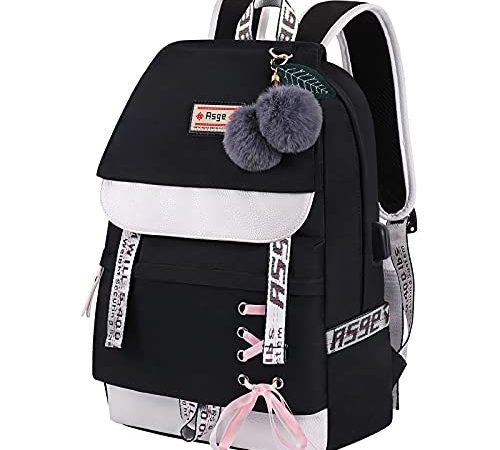 Asge Femme Sac à dos Unisexe Loisir Backpack Garçons école Sacs Filles Mignon Cartable Nylon Imperméable Daypacks Adulte Fashion Décontracté Bag College Pack