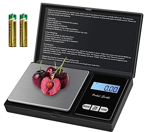 Balance de Precision 500g/0.01g Balance Milligramme Petite Balance de Poche Balance Bijoux avec Écran LCD et Tare Function pour Café Herbes Pierres Précieuses 7 Unités 2 Piles Incluses