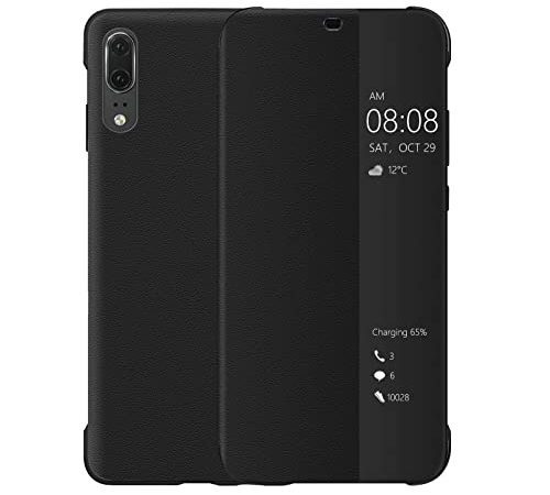 Coque Huawei P20, Smart View Étui à Rabat en Cuir, [Mode D'économie D'énergie][Protección Integral](P20,Noir)