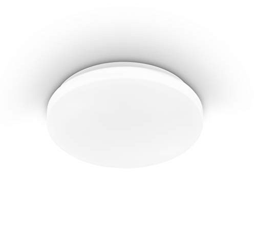 EGLO Plafonnier POGLIOLA, Ø 26 cm, 1 lampe murale à flamme, plafonnier LED en acier et en plastique blanc, lampe de salon, lampe de cuisine, lampe de bureau, lampe de couloir plafond