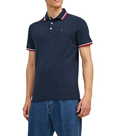 Jack & Jones Hommes Classique en Maille en Coton Polo - Marine - XL