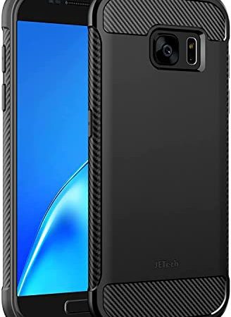 JETech Coque Fine Compatible avec Samsung Galaxy S7, Étui Housse de Téléphone Ultra Mince Anti-Chocs avec Conception en Fibre de Carbone, Noir