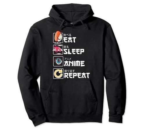 Kawaii Manga Japonais Kawaïen - Cute Eat Sleep Anime Repeat Sweat à Capuche