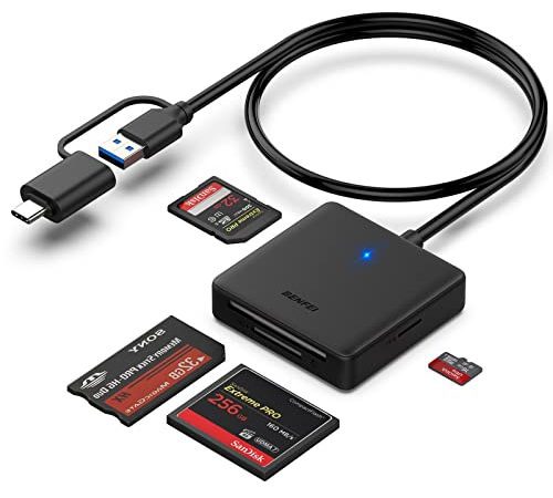 Lecteur de Carte mémoire, BENFEI 4 in 1 USB USB-C vers SD Adaptateur de Lecteur de Carte Micro SD MS CF