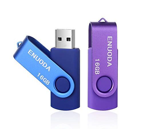 Lot de 2 Clé USB 16 Go ENUODA USB 2.0 Flash Drive Stockage Rotation Disque Mémoire Stick Blue violet