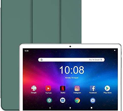 LULUGTI Tablette 10 Pouces Android 11 Tablette, 4 Go de RAM 64 Go de ROM (128 Go Extensible)，Caméra 2MP + 8MP，1.6Ghz,2.4G WiFi, 2.5D IPS 800x1280 FHD，Grande Batterie Tablette Tactile.(Argent)