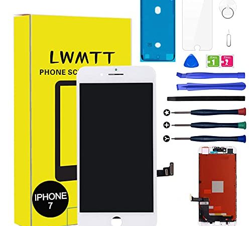 LWMTT Écran Tactile LCD pour iPhone 7 Blanc Vitre De Remplacement LCD Ecran Assemblé avec Outils de Réparation, Verre Trempé