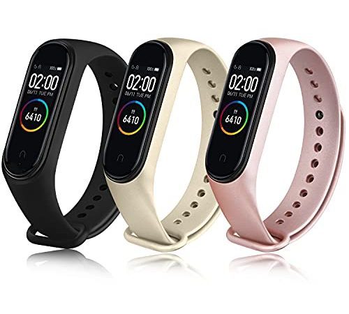 Oumida 3 Pcs Bracelet pour Xiaomi Mi Band 4/ Xiaomi Mi Band 3, Bracelet Silicone Souple Respirant Nouvelle Couleur pour Mi Band 4/ Mi Band 3 (Pack2)