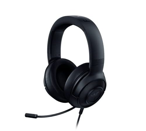 Razer Kraken X - Casque Gaming Filaire Multiplateforme (Microphone Cardioïde Flexible, Conception Ultralégère de 250g, Haut-parleurs de 40mm, Cable 3.5mm) Noir