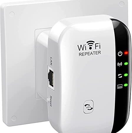 Répéteur WiFi Puissant 300Mbps Amplificateur de portée WiFi, WiFi Range Extender avec Port Ethernet, WiFi Extender avec WPS, Compatible avec Tous Les Routeurs