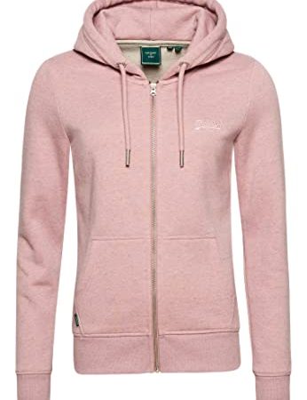 Superdry Vintage Logo EMB Ziphood Sweat à Capuche, Rose pâle, S Femme