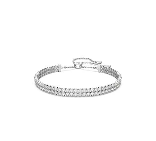 Swarovski Bracelet Subtle femme, cristaux brillants et chaîne en métal plaqué rhodium, taille M, blanc