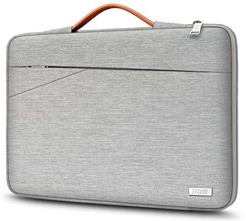 TECOOL 14 Pouces Housse Ordinateur Portable, Pochette PC Portable Étanche Sacoche avec Poignée pour 14 Pouces HP Lenovo Dell Acer ASUS Chromebook Notebook, 15'' Surface Laptop 4/3, Gris