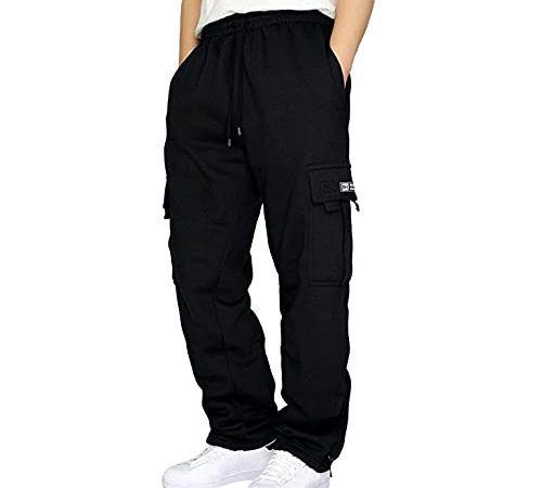 TMDD Pantalon Cargo Homme Pantalons Jogging de Travail Sport Survêtement avec Poches Fonctionnelles Pants Coupe Décontractée Cordon de Serrage Grande Taille