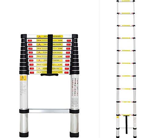 Todeco - Echelle Telescopique, Échelle Pliable - Charge maximale: 150 kg - Matériau: Alliage en aluminium - 3,2 mètre(s), EN 131