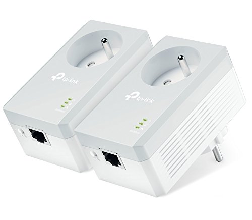 TP-Link CPL AV600 (Débit 600 Mbps), 1 Port Fast Ethernet, Prise Intégrée Version Française, Pack de 2 CPL (TL-PA4015P KIT) Blanc