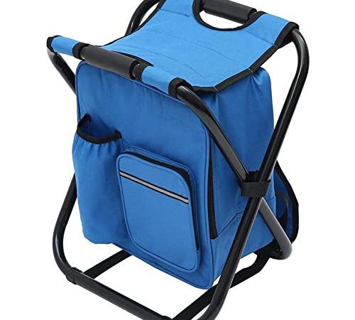 Vklopdsh Chaise de Camping Pliante Sac de PêChe avec SièGe Robuste Chaise Sac de SièGe Tabouret de PêChe,Bleu