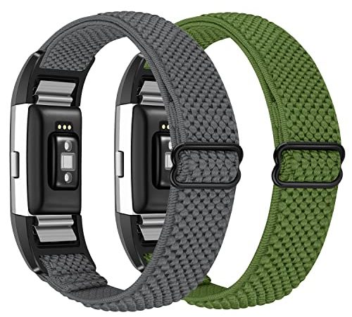 YCHDDER Bracelet élastique en boucle solo compatible avec Fitbit Charge 2 ， Bracelets de remplacement de sport en nylon extensible respirant en nylon