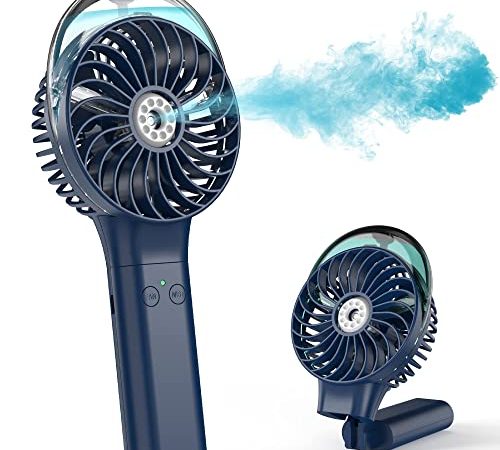 COMLIFE Ventilateur manuel portable, 3000mAh mini ventilateur USB rechargeable, design pliable, ventilateur brumisateur pour voyage, bureau à domicile, camping, maison