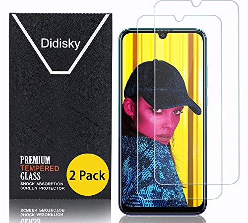 Didisky Protecteur Verre Trempé pour Huawei P Smart 2019/2020 / Honor 10 Lite/Honor 8A, Film Protection écran [Lot de 2] résistance aux Rayures, dureté 9H, Pas de Bulles, Facile à Utiliser