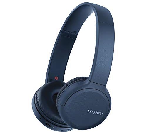 Sony Casque Bluetooth sans fil WH-CH510 (son puissant, assistant vocal intégré, charge rapide, autonomie jusqu'à 35 heures, sans fil) bleu, standard