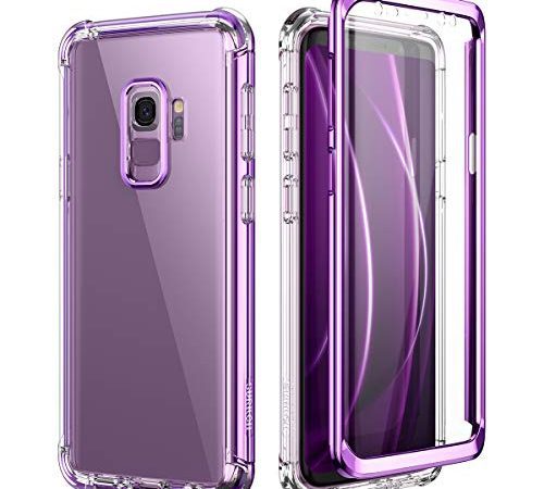 SURITCH Coque pour Samsung Galaxy S9 360 Degré Transparente Antichoc Silicone Violet Bumper [Ultra Hybrid] Integrale Anti-Rayures Full Body Protection Etui Housse avec Protection Camera