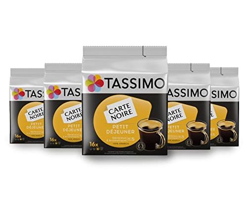 Tassimo Café Dosettes - 80 boissons Carte Noire Petit Déjeuner (lot de 5 x 16 boissons)